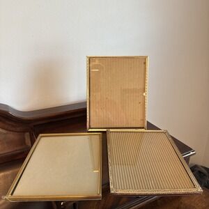 3 Pc. 10x8" Vintage Gold-tone Metal, Single  Picture Frames MCM